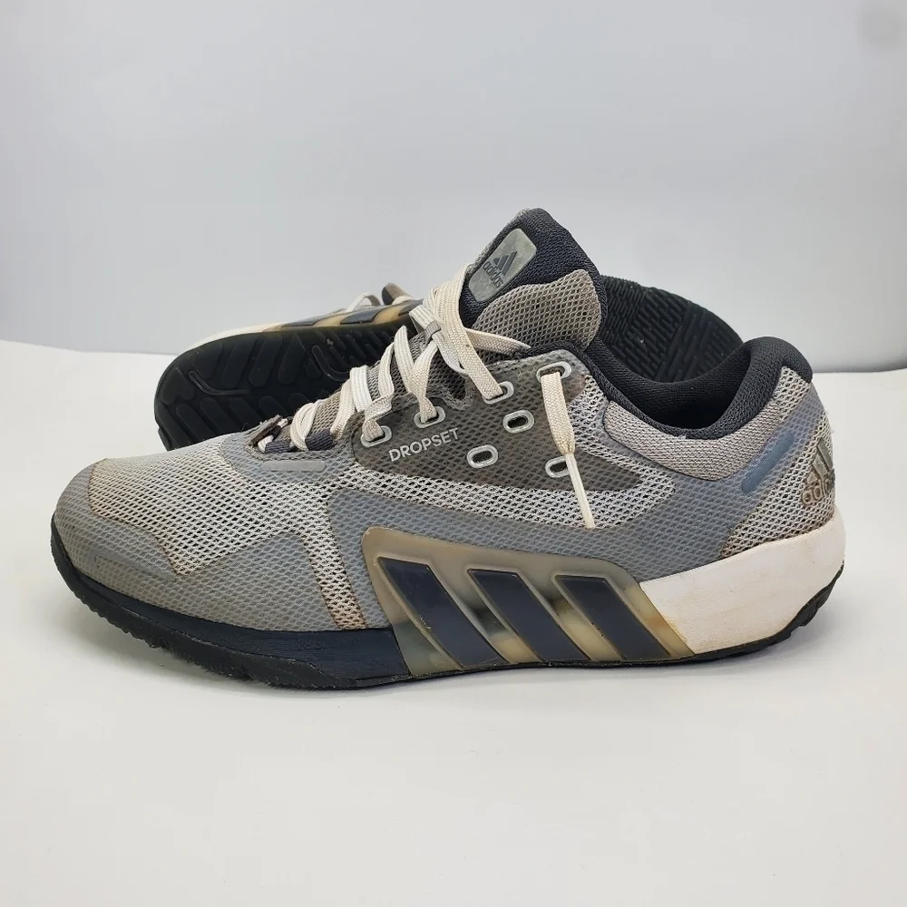 adidas Dropset Shoes Men 11 Trainer Gray White Three Stripe Athletic Sneaker